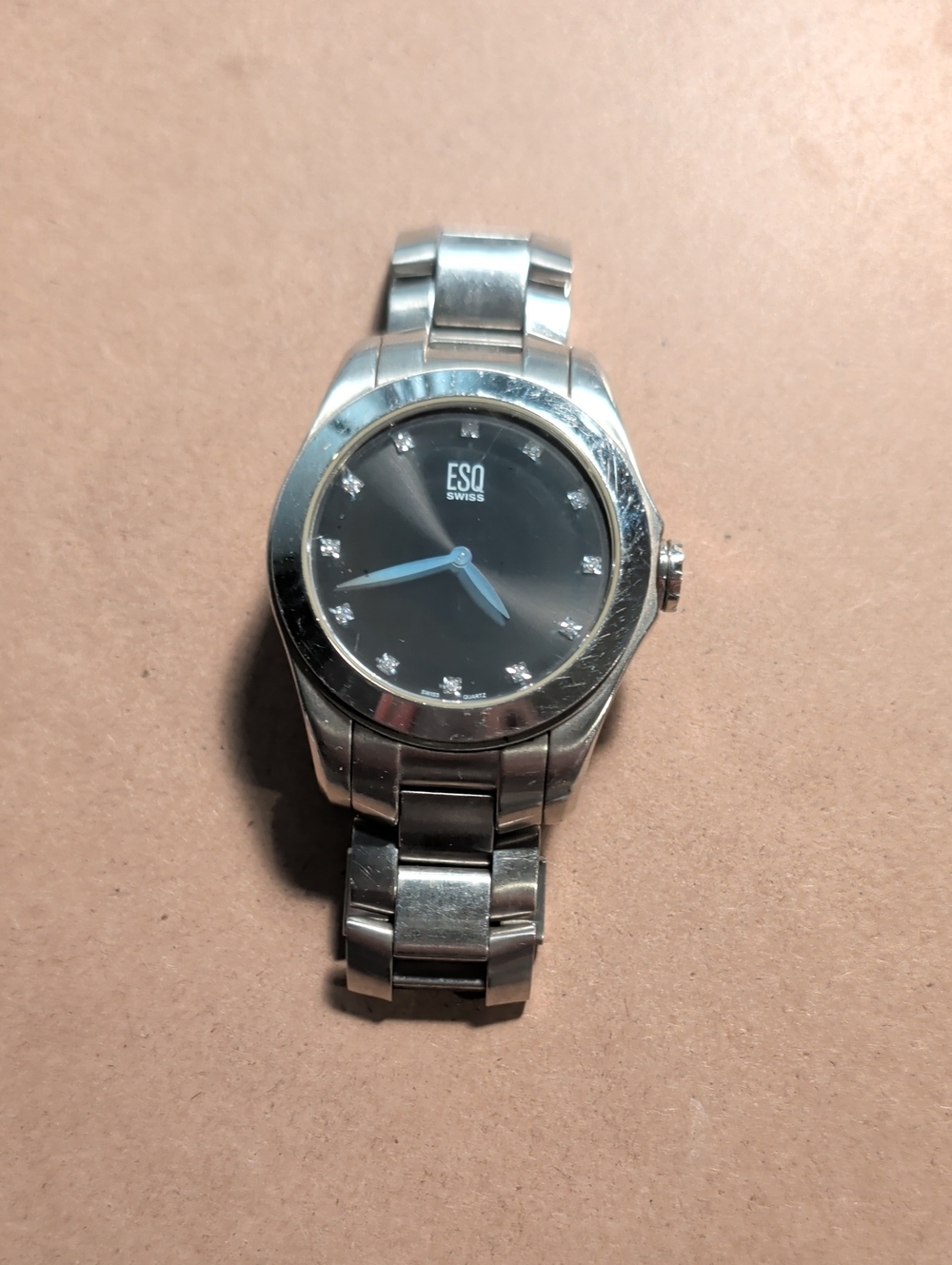 Men's Stainless Steel Watch in Silver with Black Dial